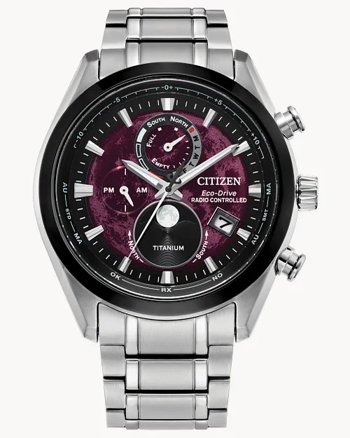 Tsuki yomi A T Red Dial Super Titanium Bracelet BY1018 55X CITIZEN